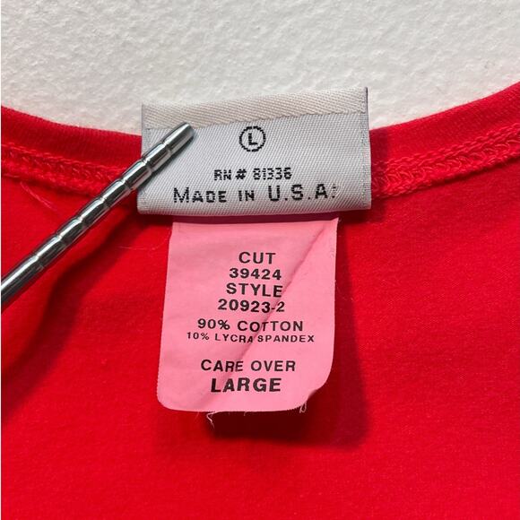 Vintage 90's Red Sleeveless Stretchy Tank Top / Sz L / CITY LIGHTS / Cropped - Picture 7 of 7